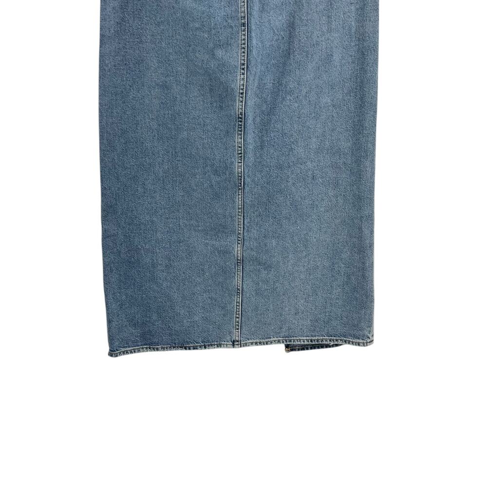 Levi's Ankle Column Skirt Please Hold Medium Wash Denim Slit Womens 31 - Picture 10 of 16